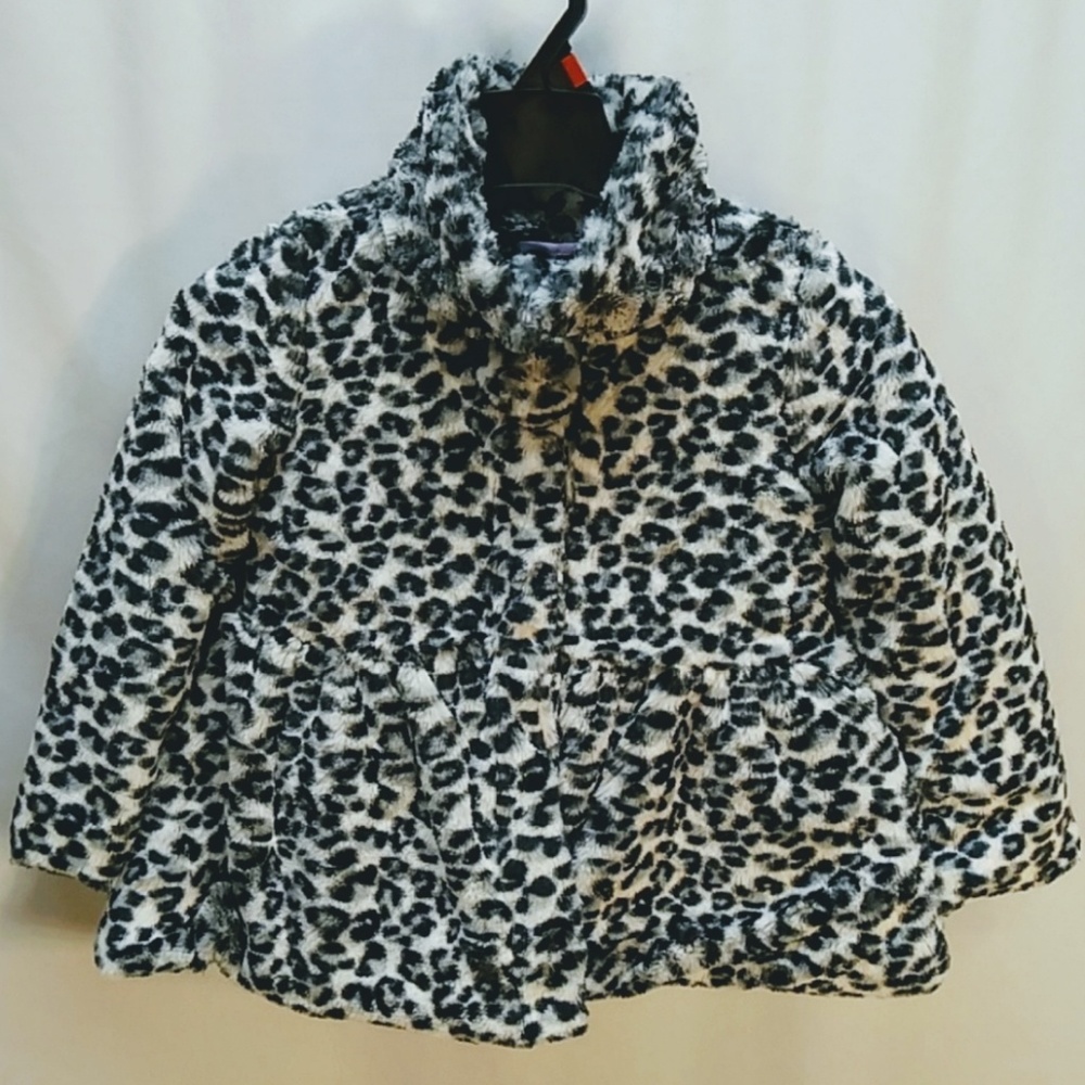 WonderKids Girls 4T Leopard Print Faux Fur Jacket Cozy Winter Coat